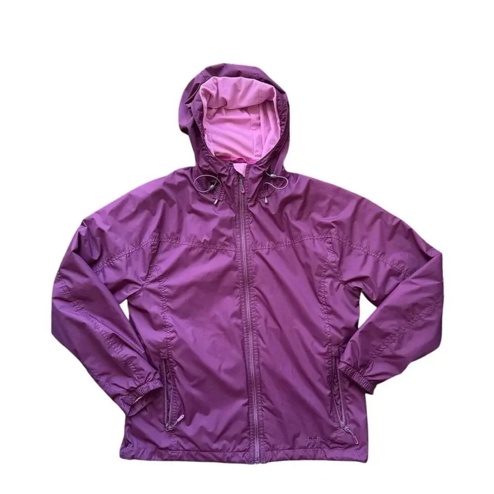 L.L. Bean Nylon Lightweight Hooded Jacket Mesh Lined Purple outdoors Women's M